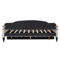 Full Size Upholstered Tufted Daybed With Twin Size Trundle, Beige Box Spring Not Required Full Beige Wood Daybeds Linen Upholstered