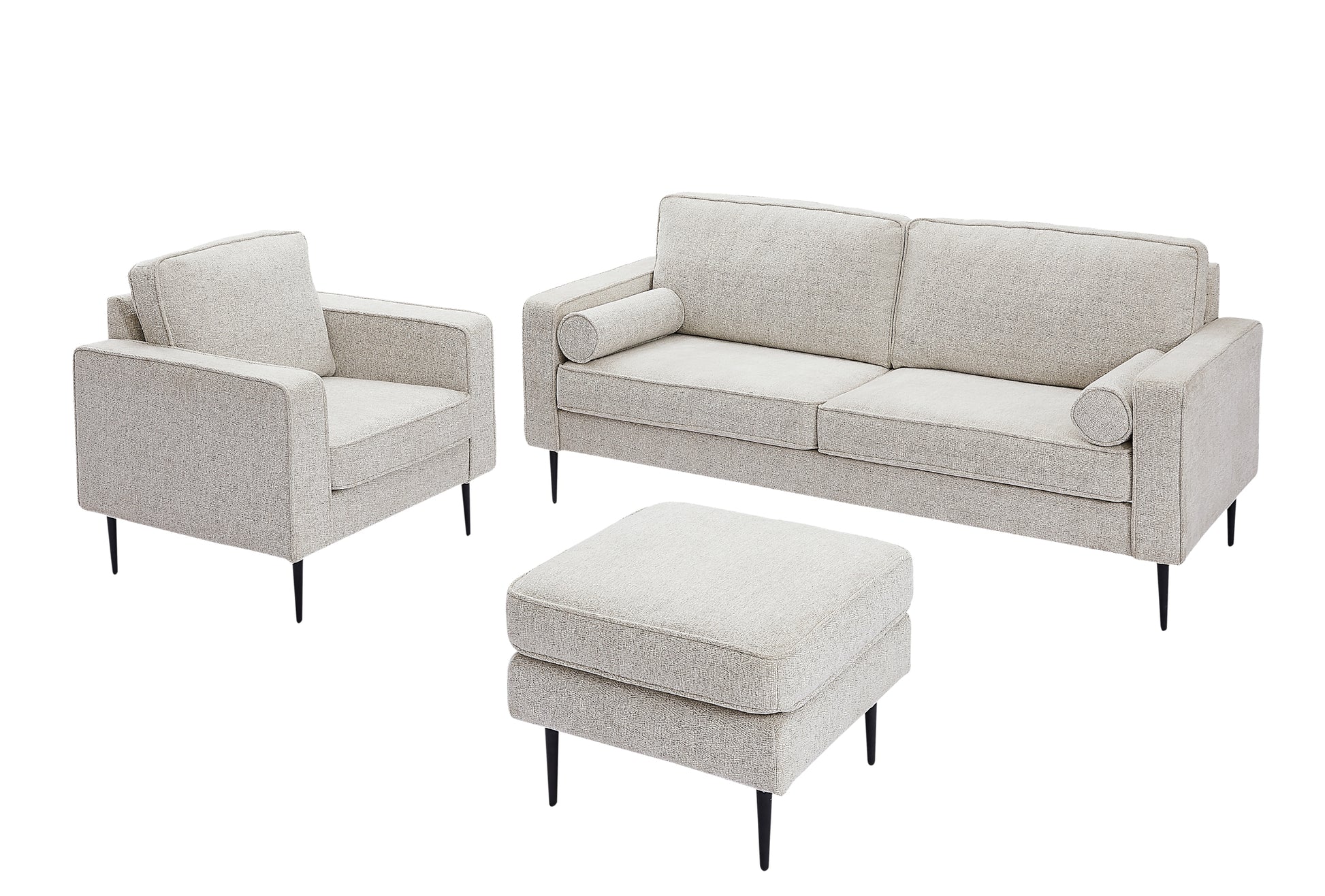 Living Room Upholstered Sofa With High Tech Fabric Surface Chesterfield Tufted Fabric Sofa Couch, Large White. White Primary Living Space American Design Polyester Chenille