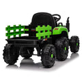 Ride On Tractor With Trailer,12V Battery Powered Electric Tractor Toy W Remote Control,Electric Car For Kids,Three Speed Adjustable,Power Display, Usb,Mp3 ,Bluetooth,Led Light,Two Point Safety Belt Green Polypropylene