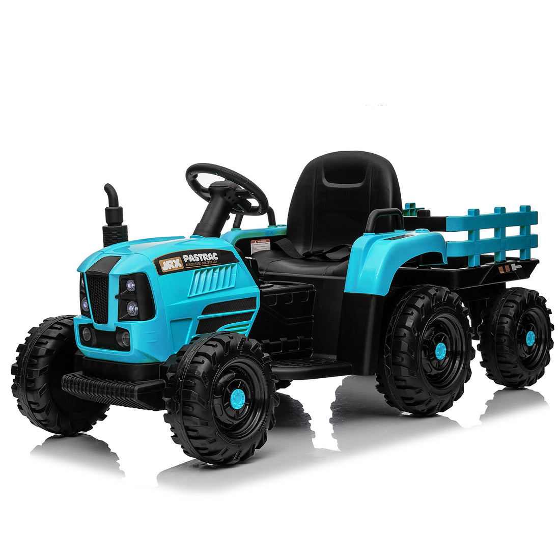 Ride On Tractor With Trailer,12V Battery Powered Electric Tractor Toy W Remote Control,Electric Car For Kids,Three Speed Adjustable,Power Display, Usb,Mp3 ,Bluetooth,Led Light,Two Point Safety Belt Blue Polypropylene