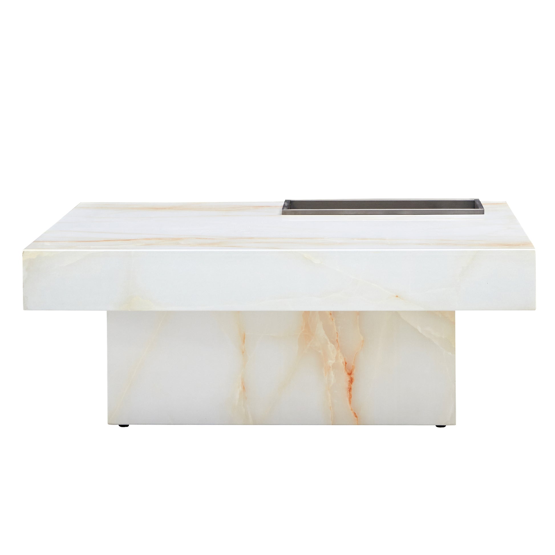 A Modern And Practical Coffee Table With Imitation Marble Patterns, Made Of Mdf Material. The Fusion Of Elegance And Natural Fashion 31.4"* 31.4"* 12 " White Mdf