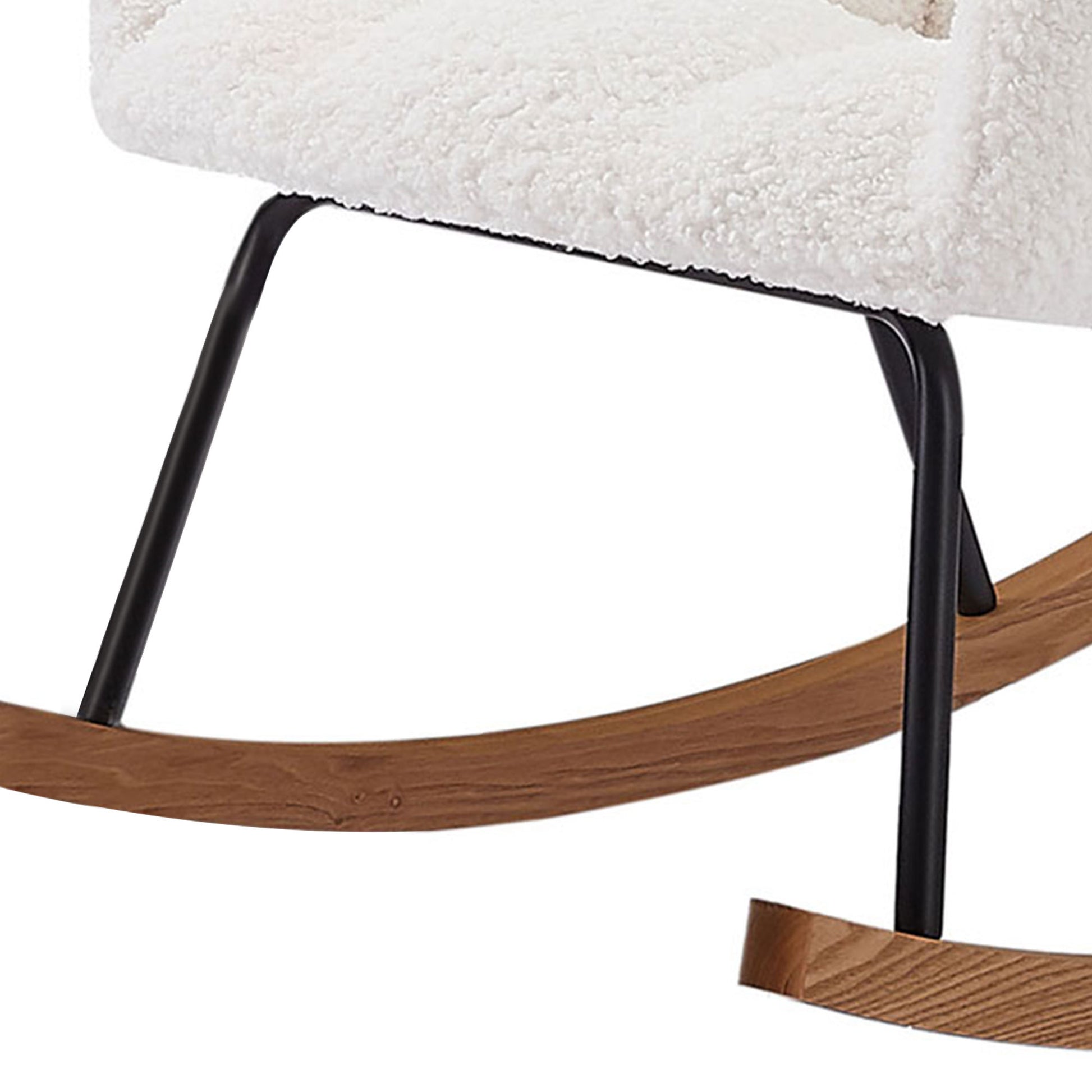 Comfy Upholstered Lounge Chair Rocking Chair With High Backrest, For Nursing Baby, Reading, Napping Off White Off White Foam Boucle