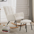 Lounge Recliner Chair Rocking Chair Armchair For Mom And Baby Modern Glider Chair With Soft Seat And High Backrest For Living Room Beige Foam Boucle