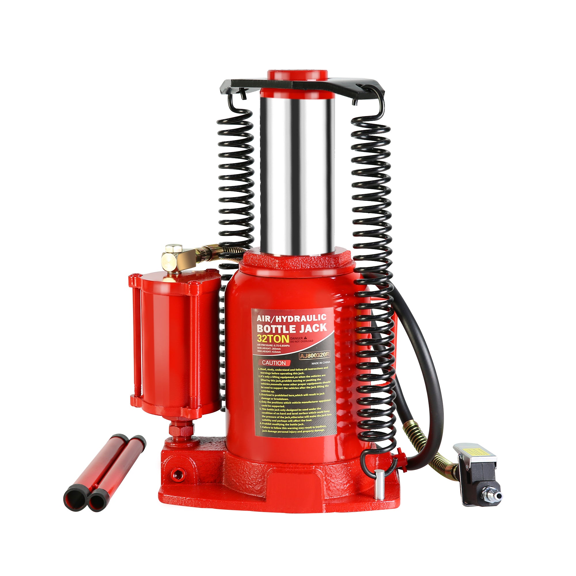 32 Ton Hydraulic Bottle Jack Air Operated Bottle Jack Lift Portable Low Profile Manual Jack Air Jack With Handle Red Steel