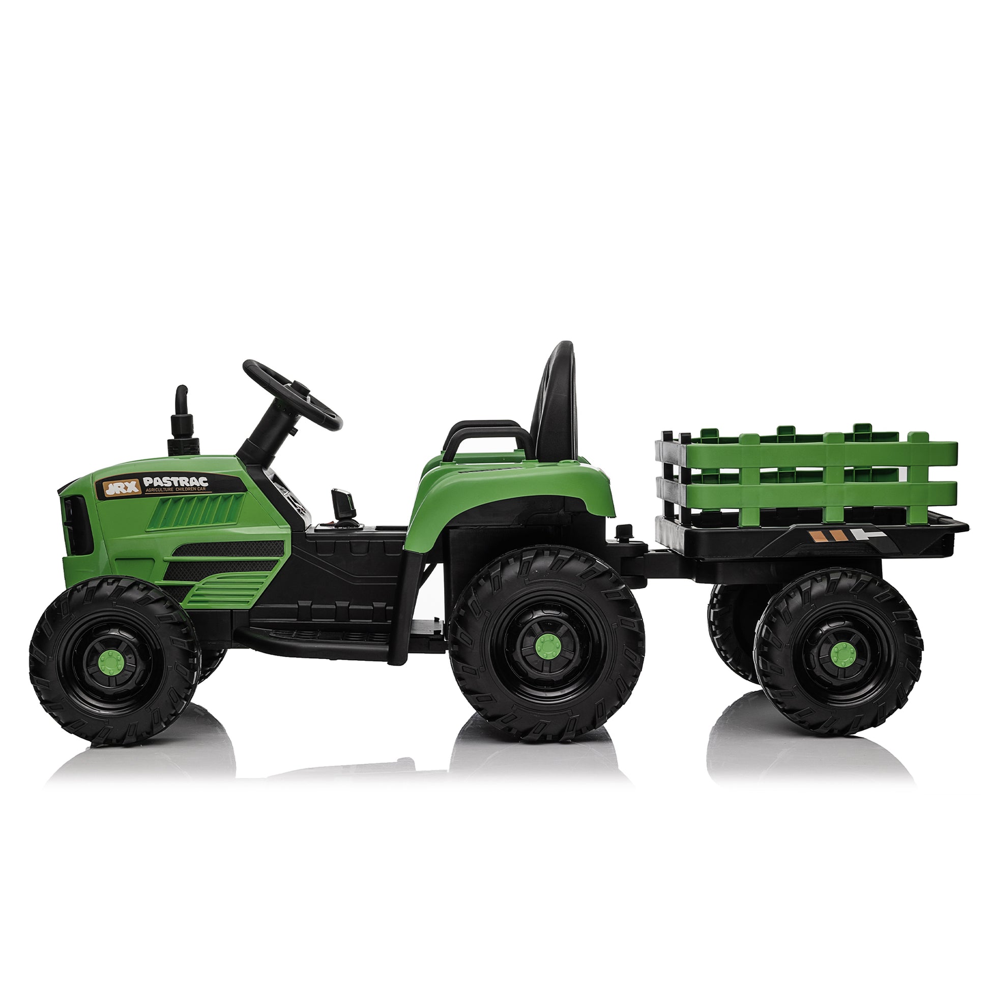 Ride On Tractor With Trailer,12V Battery Powered Electric Tractor Toy W Remote Control,Electric Car For Kids,Three Speed Adjustable,Power Display, Usb,Mp3 ,Bluetooth,Led Light,Two Point Safety Belt Emerald Polypropylene