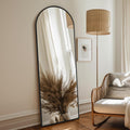 Black 63X20 Inch Metal Arch Stand Full Length Mirror Black Classic Mdf Glass Aluminium Alloy