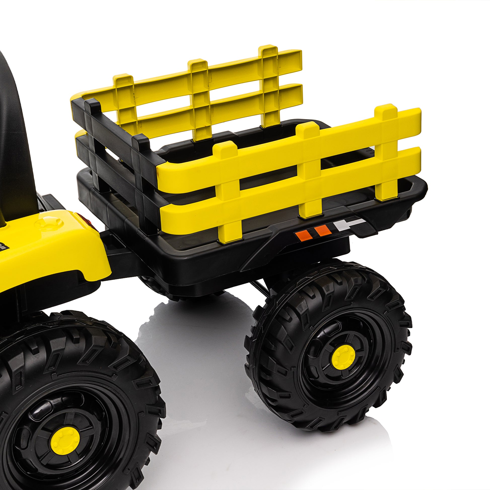 Ride On Tractor With Trailer,12V Battery Powered Electric Tractor Toy W Remote Control,Electric Car For Kids,Three Speed Adjustable,Power Display, Usb,Mp3 ,Bluetooth,Led Light,Two Point Safety Belt Yellow Polypropylene