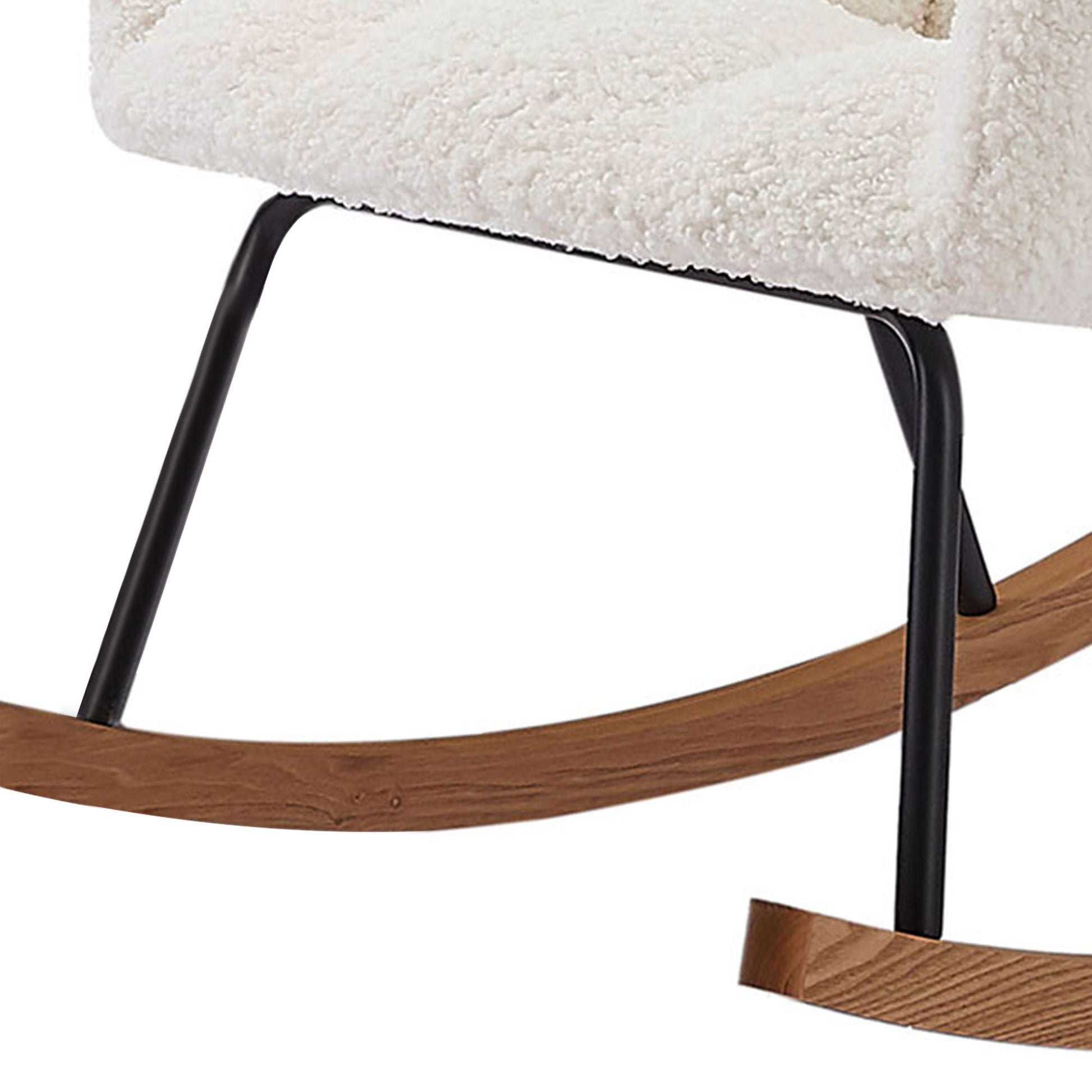 Lounge Recliner Chair Rocking Chair Armchair For Mom And Baby Modern Glider Chair With Soft Seat And High Backrest For Living Room Beige Foam Boucle