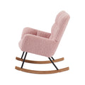 Rocking Chair, Leisure Sofa Glider Chair, Comfy Upholstered Lounge Chair With High Backrest, For Nursing Baby, Reading, Napping Pink Pink Foam Boucle