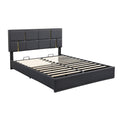2 Pieces Bedroom Sets,Queen Size Upholstered Platform Bed With Hydraulic Storage System,Storage Ottoman With Metal Legs,Black Black Pu
