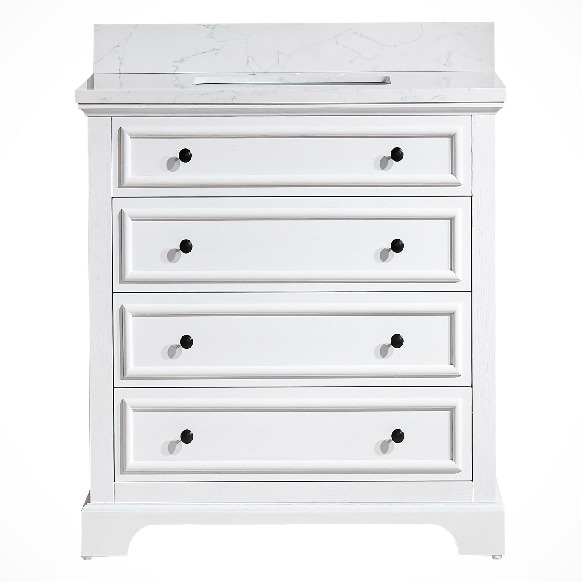 Fully Assembled 36'' Freestanding Single Bathroom Vanity With Marble Top 3 White Soft Close Doors Bathroom Freestanding Wood Painted