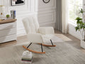 Comfy Upholstered Lounge Chair Rocking Chair With High Backrest, For Nursing Baby, Reading, Napping Off White Off White Foam Boucle