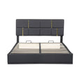 2 Pieces Bedroom Sets,Queen Size Upholstered Platform Bed With Hydraulic Storage System,Storage Ottoman With Metal Legs,Black Black Pu