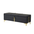 2 Pieces Bedroom Sets,Queen Size Upholstered Platform Bed With Hydraulic Storage System,Storage Ottoman With Metal Legs,Black Black Pu