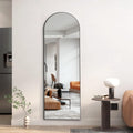 Black 65X22 Inch Metal Arch Stand Full Length Mirror Black Classic Mdf Glass Aluminium Alloy