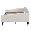 Full Size Upholstered Tufted Daybed, Beige Box Spring Not Required Beige Wood Linen Upholstered