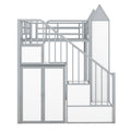 Metal Twin Over Twin Castle Shaped Bunk Bed With Wardrobe And Multiple Storage, Gray White Box Spring Not Required Twin White Gray Metal Bedroom Bunk Metal & Wood
