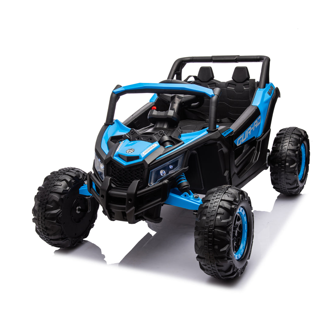 12V Ride On Car With Remote Control,Utv Ride On For Kid,3 Point Safety Harness, Music Player Usb Port Volume Knob Battery Indicator , Led Lights, High Low Speed Switch Off Road Adventure For Kids Blue Polypropylene