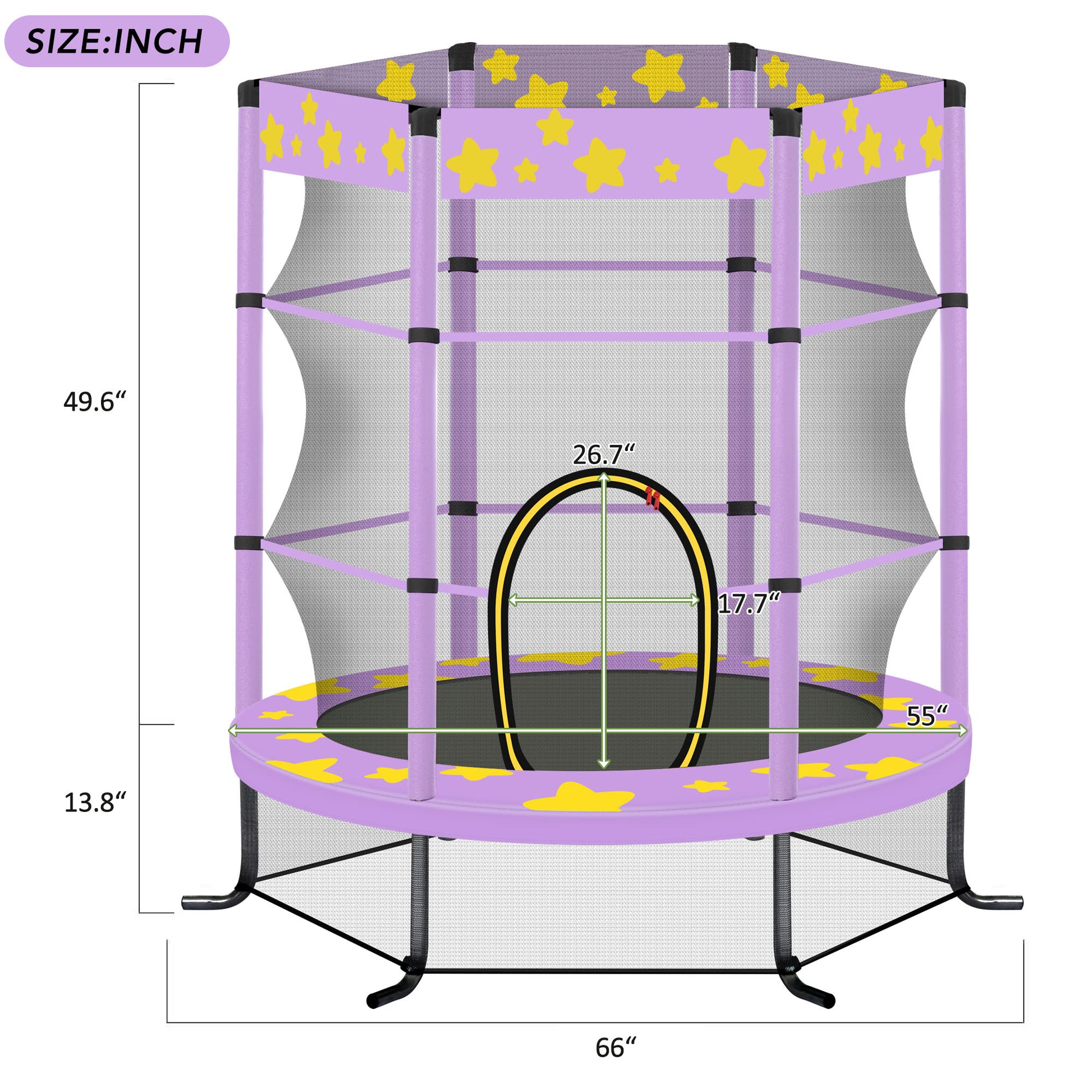 55 Inch Kids Trampoline With Safety Enclosure Net, 4.5Ft Outdoor Indoor Trampoline For Kids Purple Purple Metal