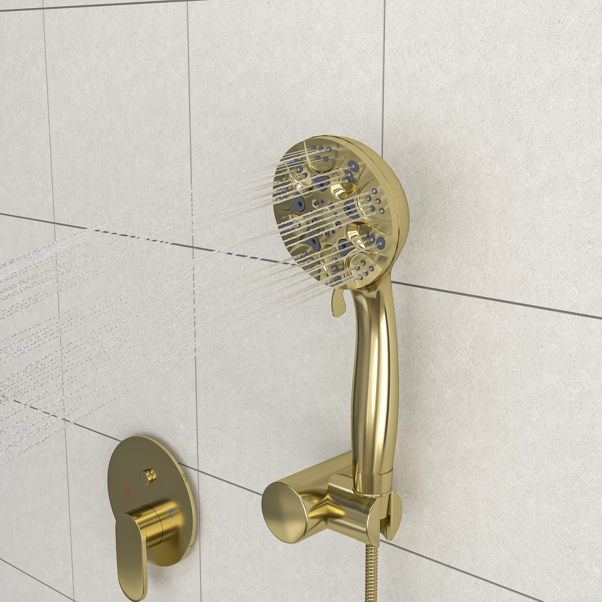 10" Rain Shower Head Systems, Dual Shower Heads, Gold,Wall Mounted Shower Gold Stainless Steel