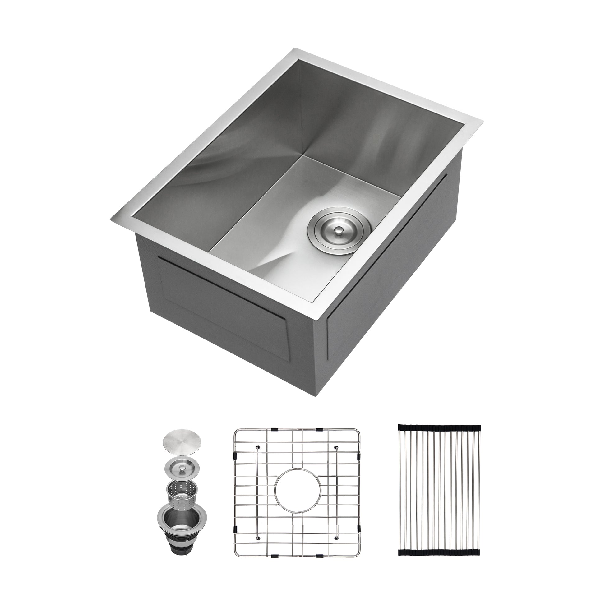 14 Inch Undermount Sink 14"X18"X9" Undermount Stainless Steel Kitchen Sink 18 Gauge 9 Inch Deep Single Bowl Kitchen Sink Basin Brushed Nickel Stainless Steel