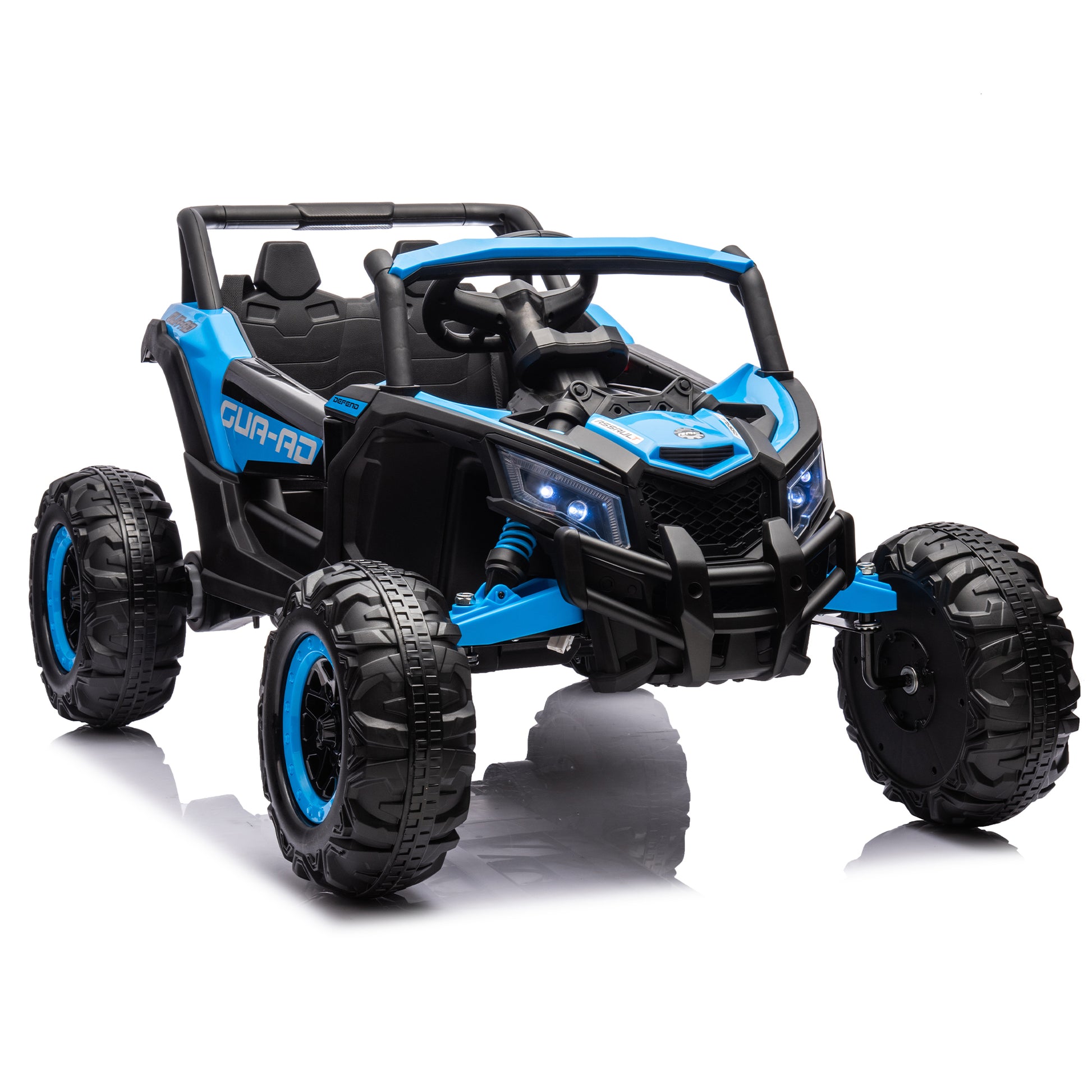 12V Ride On Car With Remote Control,Utv Ride On For Kid,3 Point Safety Harness, Music Player Usb Port Volume Knob Battery Indicator , Led Lights, High Low Speed Switch Off Road Adventure For Kids Blue Polypropylene