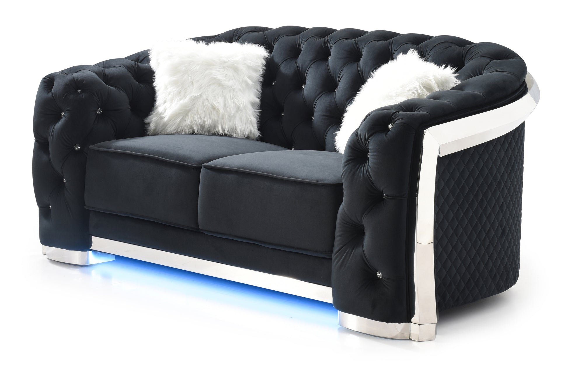 Sapphire G0593A L Loveseatblack Black Foam Velvet