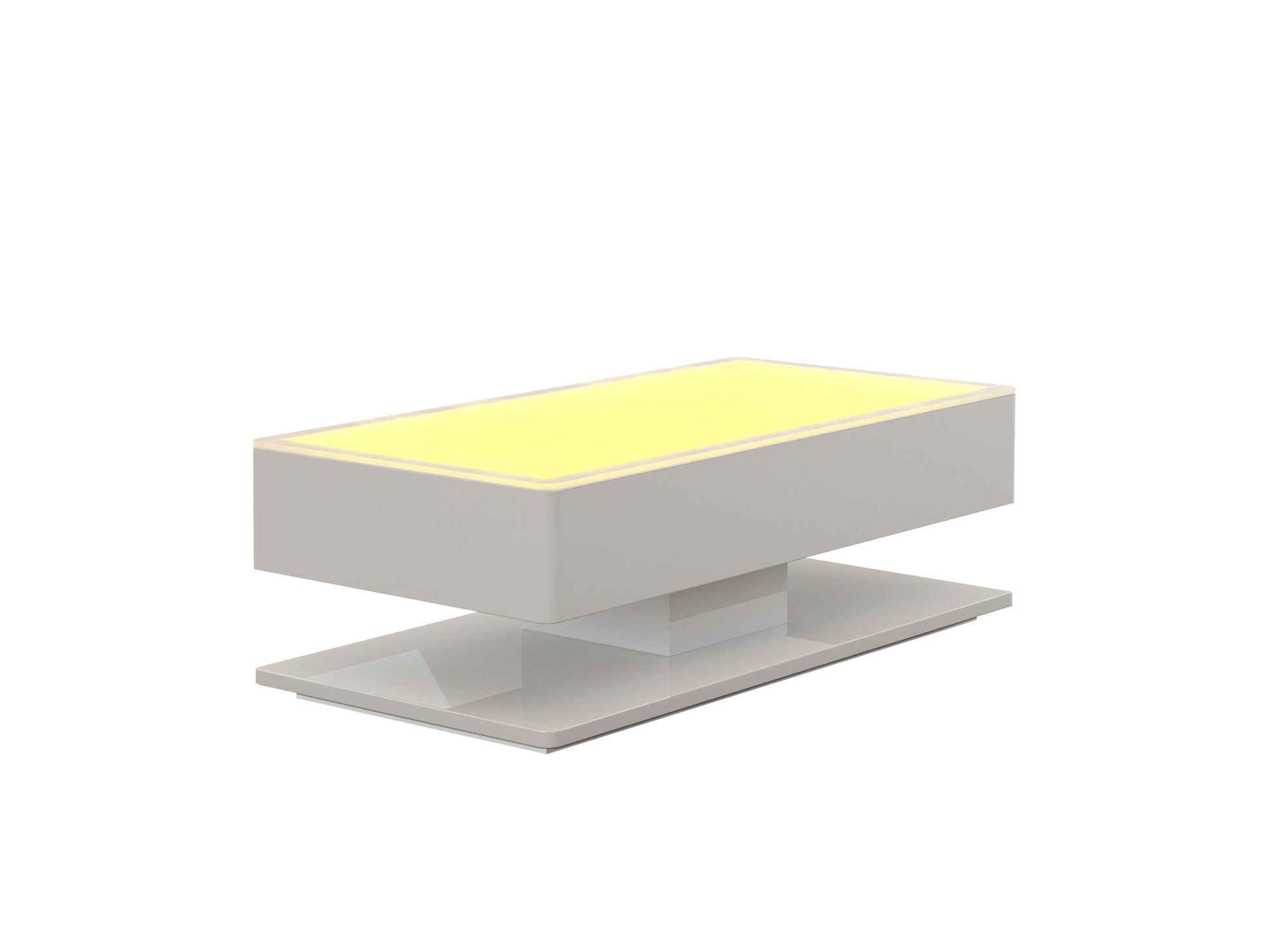 Emma Modern & Contemporary Style With Led Coffee Table Made With Wood & Glossy Finish White Wood