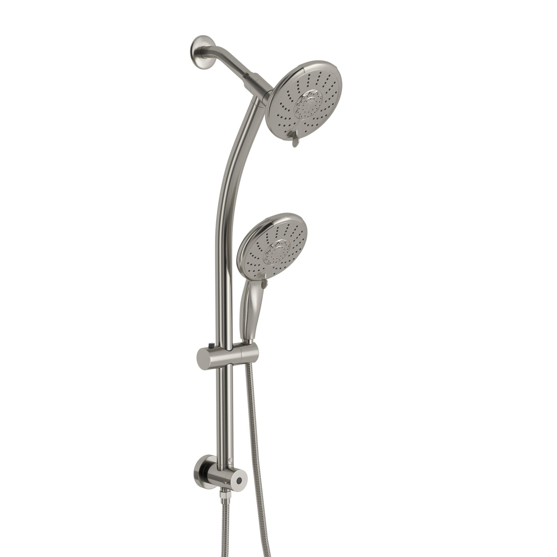 5" Multi Function Dual Shower Head, With Adjustable Slide Bar,Brushed Nickel Brushed Nickel Plastic