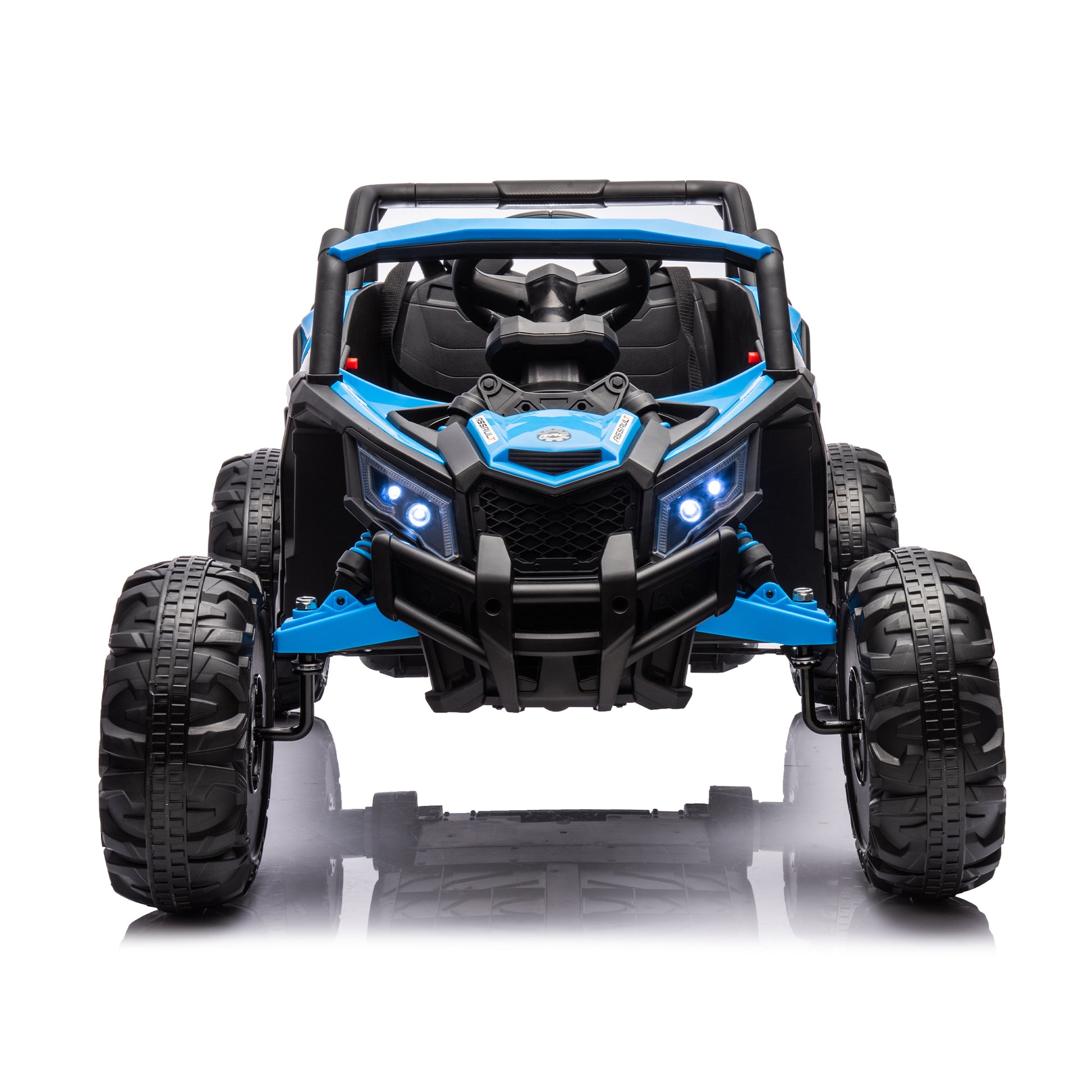 12V Ride On Car With Remote Control,Utv Ride On For Kid,3 Point Safety Harness, Music Player Usb Port Volume Knob Battery Indicator , Led Lights, High Low Speed Switch Off Road Adventure For Kids Blue Polypropylene