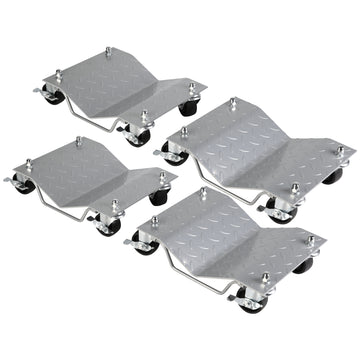 Tire Car Wheel Dolly Dollies Skate Auto Repair Slide Capacity 4Pcs 6000Lbs Silver Steel