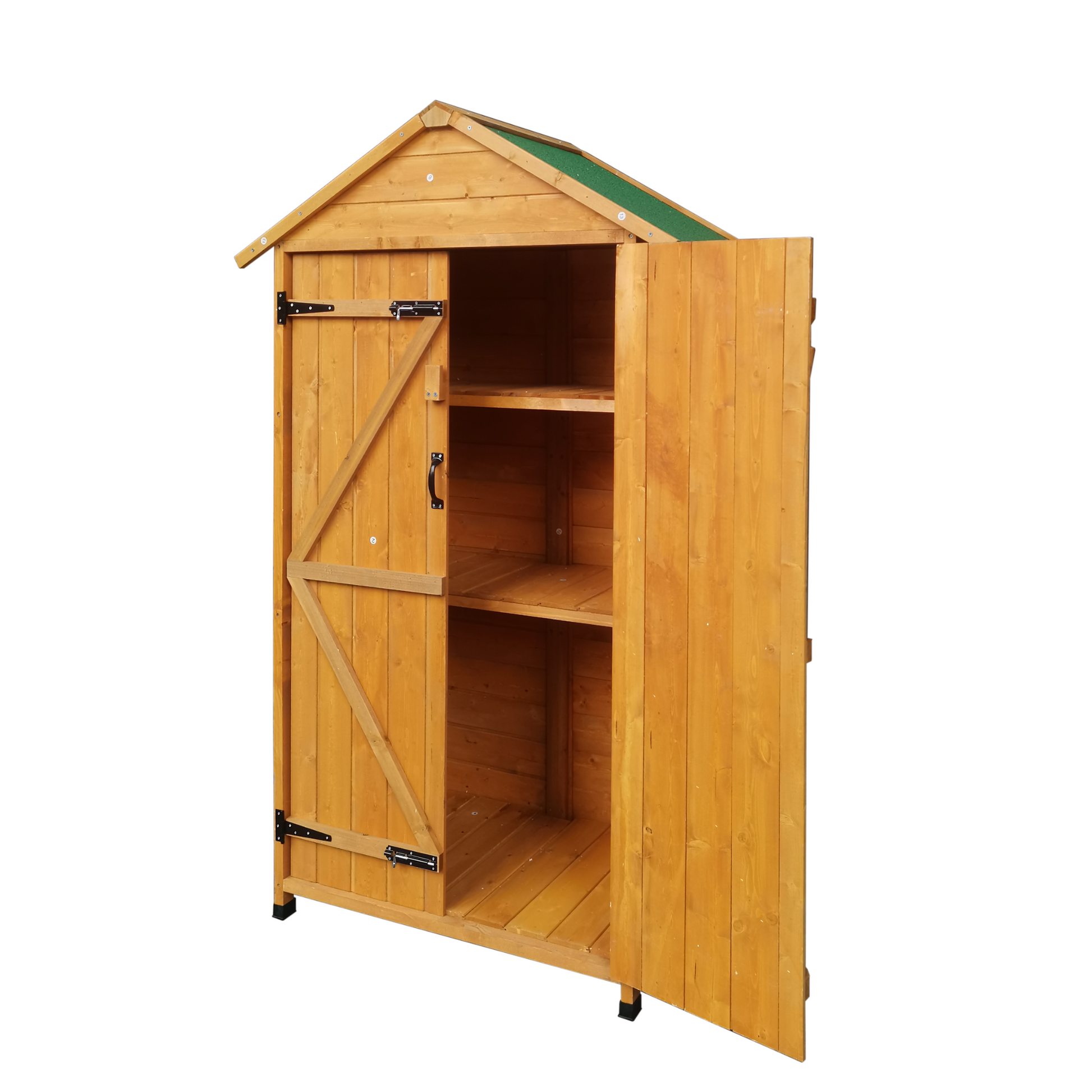 Xwt010 Wooden Shed Natural For Backyard Garden Big Spire Tool Storage 68.50"X 22.83"X 40.35" Natural Wood