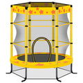55 Inch Kids Trampoline With Safety Enclosure Net, 4.5Ft Outdoor Indoor Trampoline For Kids Yellow Yellow Metal