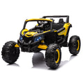 12V Ride On Car With Remote Control,Utv Ride On For Kid,3 Point Safety Harness, Music Player Usb Port Volume Knob Battery Indicator , Led Lights, High Low Speed Switch Off Road Adventure For Kids Yellow Polypropylene