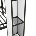 Metal Twin Over Twin Castle Shaped Bunk Bed With Wardrobe And Multiple Storage, Black White Box Spring Not Required Twin White Black Metal Bedroom Bunk Metal & Wood