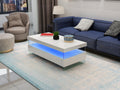 Ria Modern & Contemporary Style With Led Coffee Table Made With Wood & Glossy Finish In White Color White Contemporary,Modern Rectangular Coffee & End Tables Glossy Wood