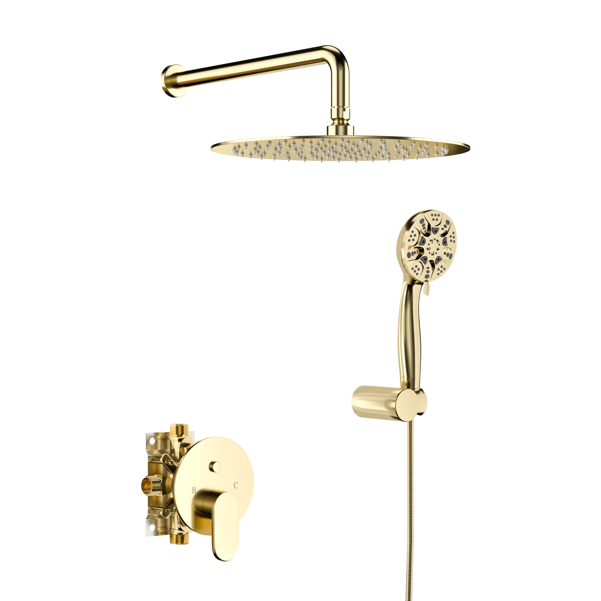 10" Rain Shower Head Systems, Dual Shower Heads, Gold,Wall Mounted Shower Gold Stainless Steel