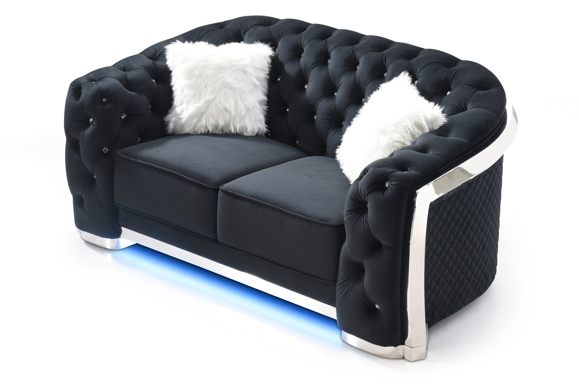 Sapphire G0593A L Loveseatblack Black Foam Velvet