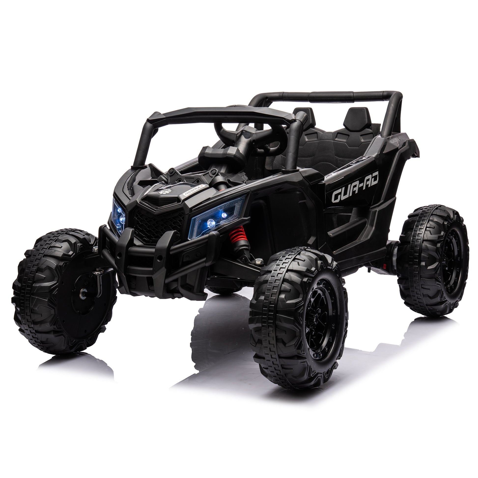 12V Ride On Car With Remote Control,Utv Ride On For Kid,3 Point Safety Harness, Music Player Usb Port Volume Knob Battery Indicator , Led Lights, High Low Speed Switch Off Road Adventure For Kids Black Polypropylene