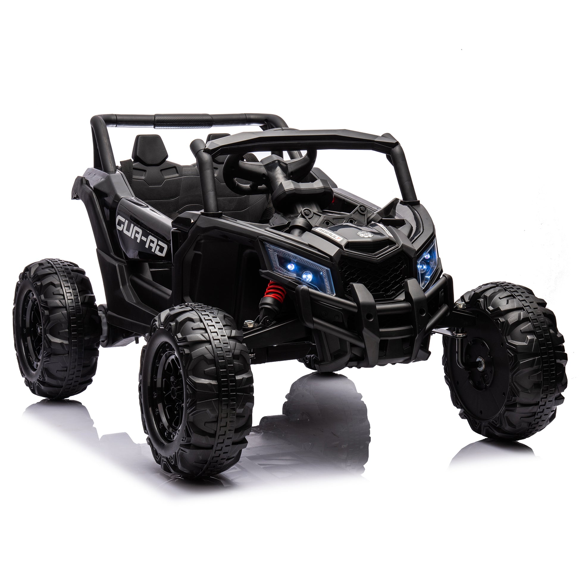 12V Ride On Car With Remote Control,Utv Ride On For Kid,3 Point Safety Harness, Music Player Usb Port Volume Knob Battery Indicator , Led Lights, High Low Speed Switch Off Road Adventure For Kids Black Polypropylene