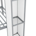 Metal Twin Over Twin Castle Shaped Bunk Bed With Wardrobe And Multiple Storage, Gray White Box Spring Not Required Twin White Gray Metal Bedroom Bunk Metal & Wood