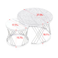 Modern Minimalist Nesting Coffee Table For Living Room Wooden Top And Metal Legs White Gray Metal & Wood