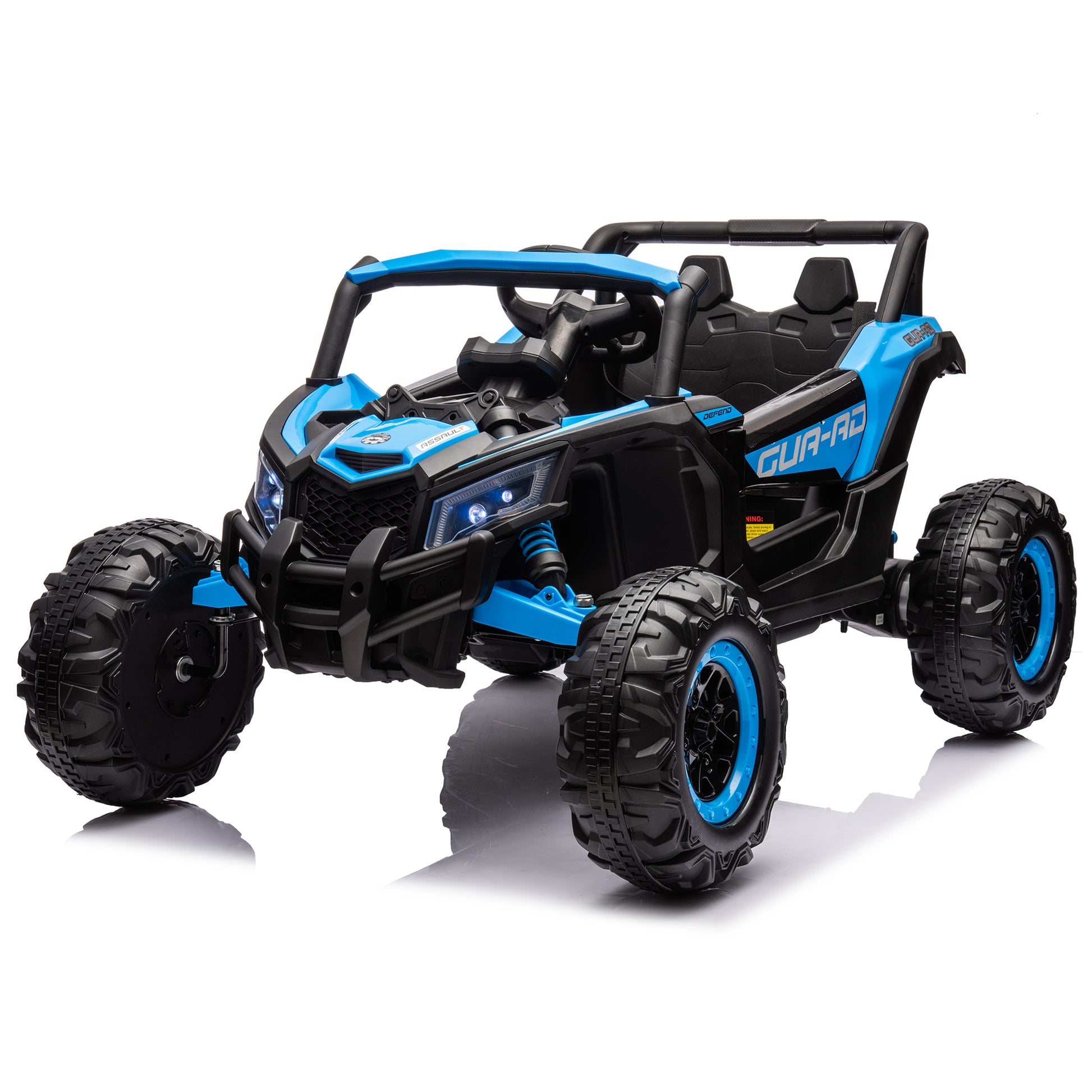 12V Ride On Car With Remote Control,Utv Ride On For Kid,3 Point Safety Harness, Music Player Usb Port Volume Knob Battery Indicator , Led Lights, High Low Speed Switch Off Road Adventure For Kids Blue Polypropylene