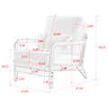 Modern Teddy Fabric Accent Chair,Oak Wood Frame Armchair For Living Room White Teddy