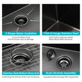 15*15*9 Inch Drop In Kitchen Sink Gunmetal Black Topmount 16 Gauge Deep Single Bowl Stainless Steel Sink Basin Gunmetal Black Stainless Steel