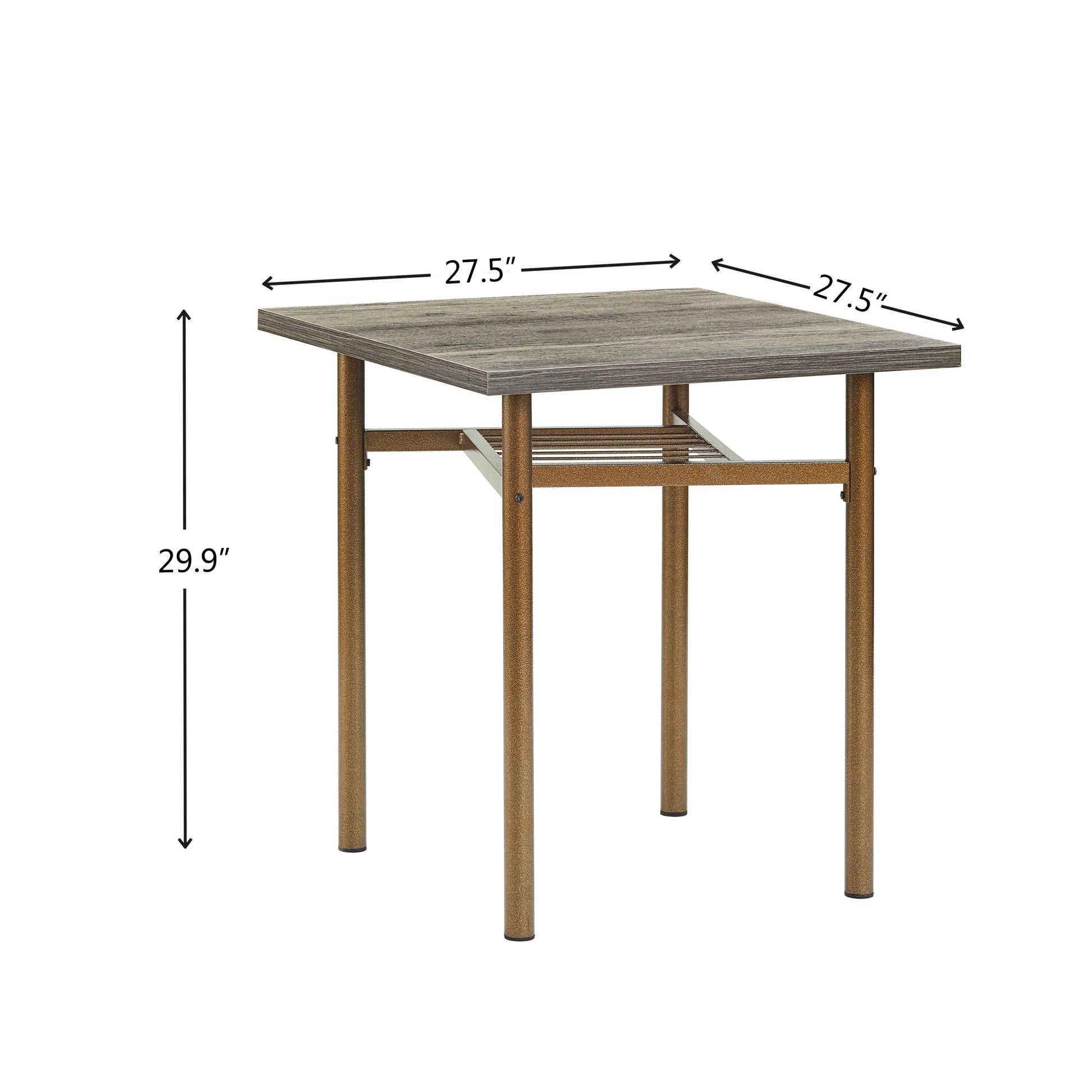 Dining Set For 2, Square Wooden Dining Table With 4 Legs And 2 Metal Chair For Home Office, Kitchen, Dining Room Antique Brown Metal & Wood Metal & Wood