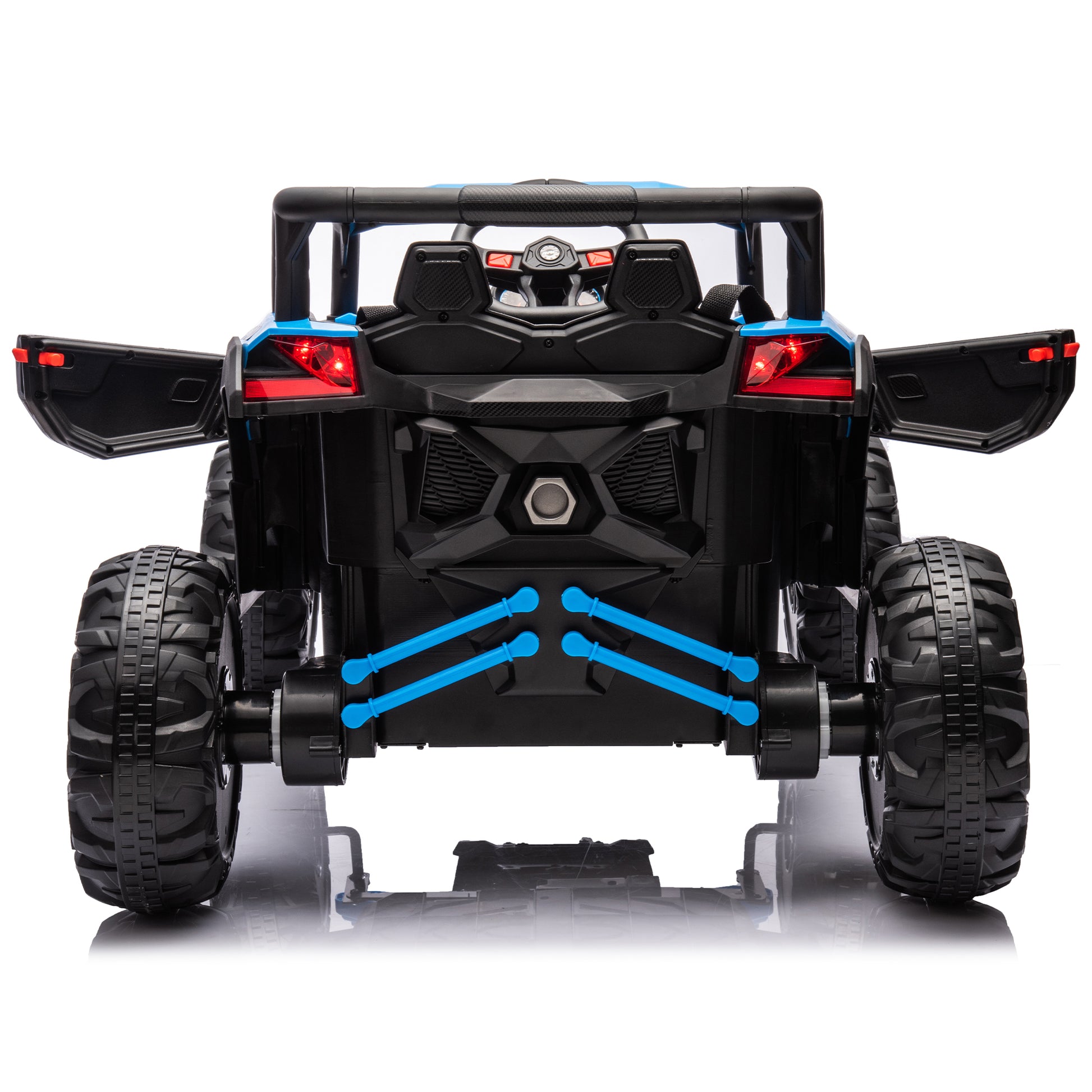 12V Ride On Car With Remote Control,Utv Ride On For Kid,3 Point Safety Harness, Music Player Usb Port Volume Knob Battery Indicator , Led Lights, High Low Speed Switch Off Road Adventure For Kids Blue Polypropylene