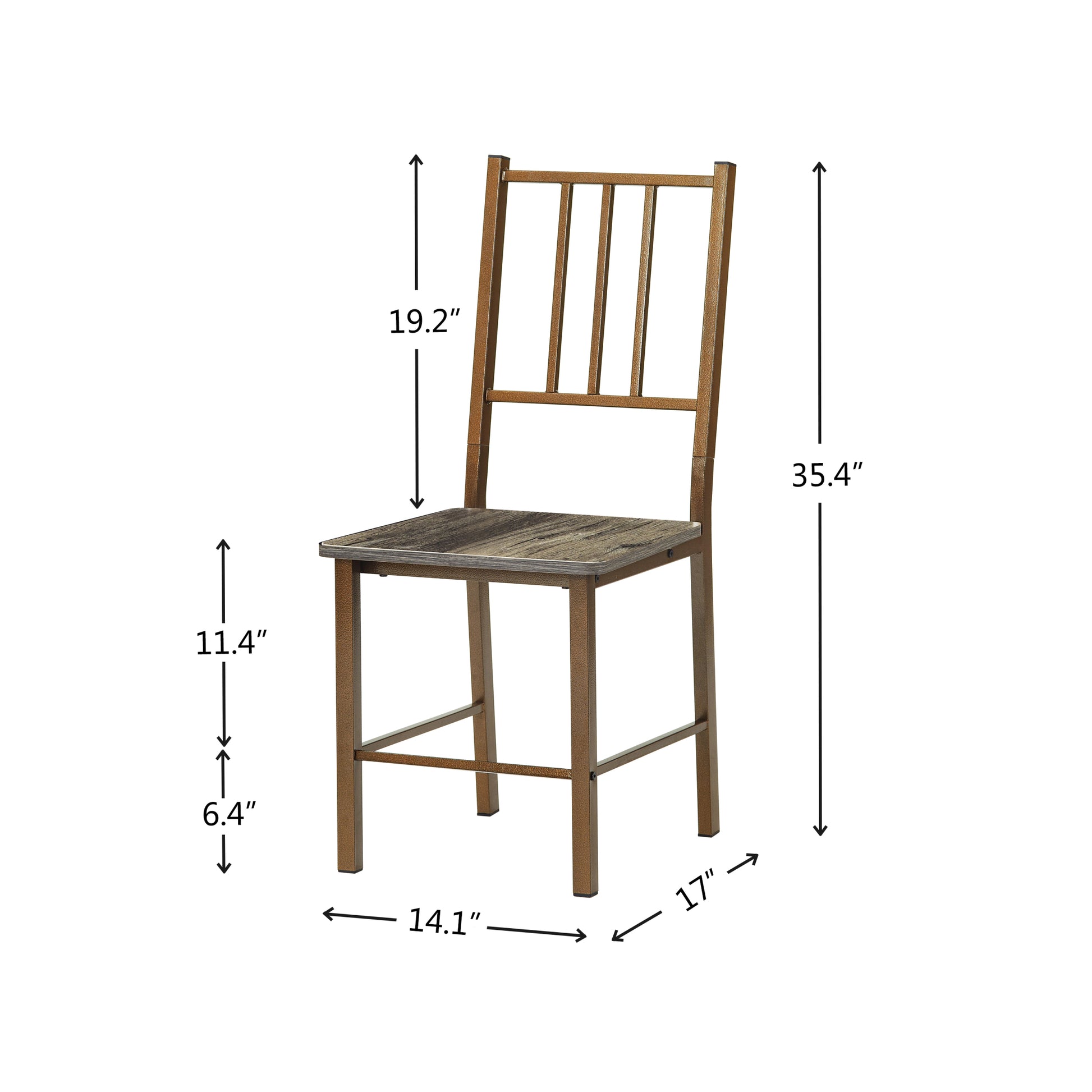 Dining Set For 2, Square Wooden Dining Table With 4 Legs And 2 Metal Chair For Home Office, Kitchen, Dining Room Antique Brown Metal & Wood Metal & Wood