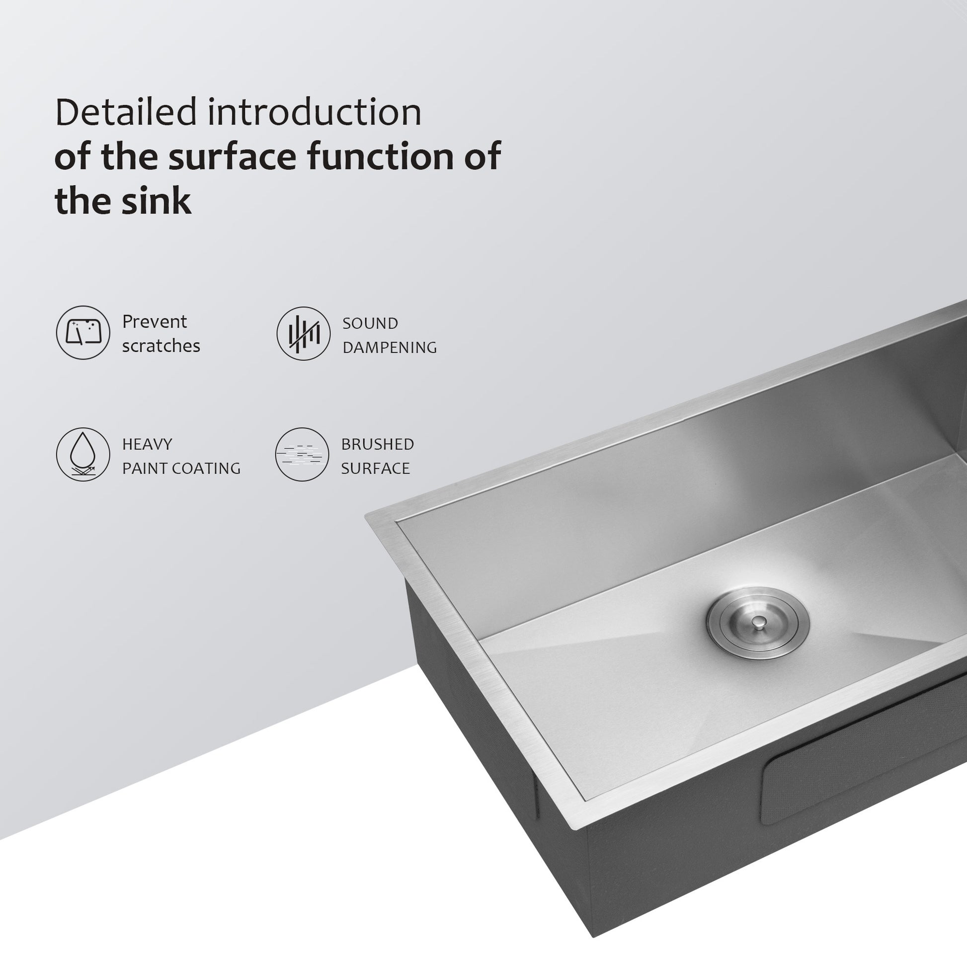 32 Inch Undermount Sink 32"X19"X9" Undermount Stainless Steel Kitchen Sink 18 Gauge 9 Inch Deep Single Bowl Kitchen Sink Basin Brushed Nickel Stainless Steel