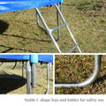 14 Ft Trampoline Outside Safety Net With Basketball Hoop Blue Metal